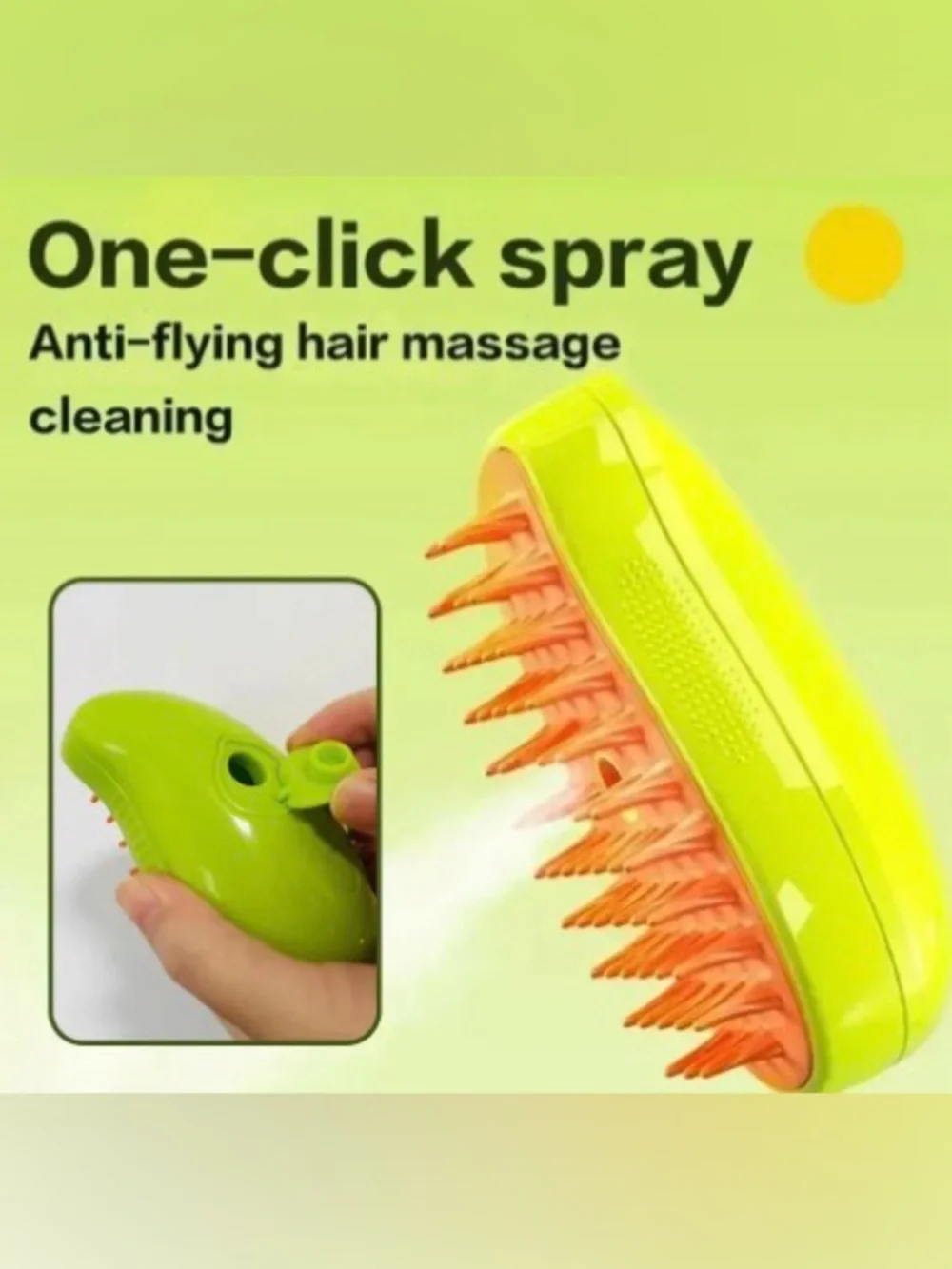 Electric Pet Hair Removal Brush Soft Silicone Steam Comb Cat &Dog Grooming GREEN